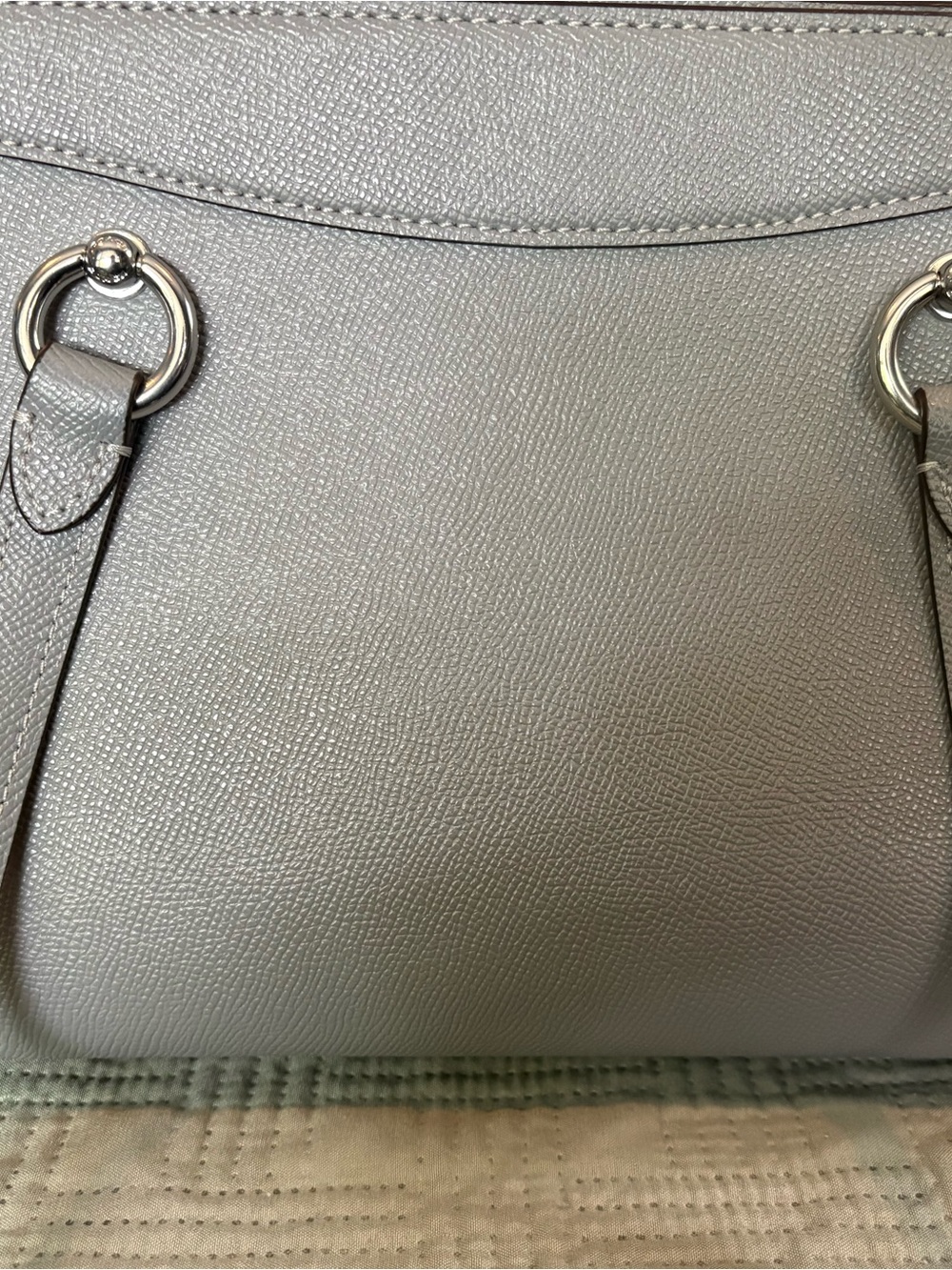 Coach Pebbled Leather Tote & Crossbody in Light Gray - Picture 6 of 9